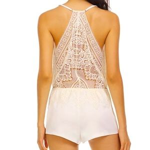 BHLDN Genevive Embroidered Lace Charmeuse Sleep Romper